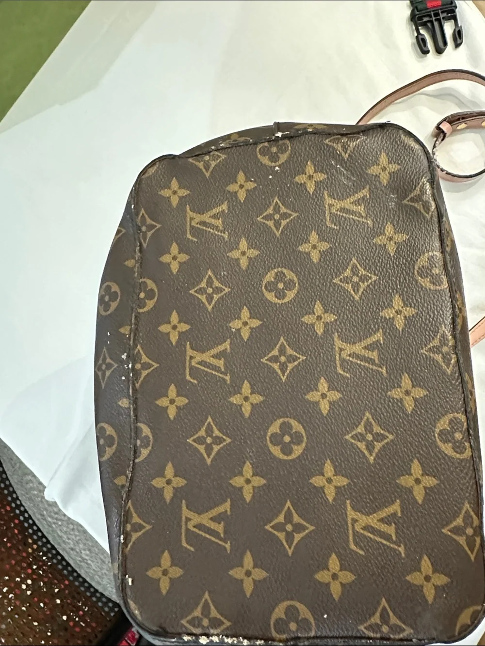 Louis Vuitton Brown Monogram Bucket Bag with Pink Trim